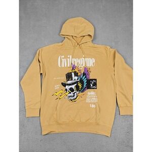Civil Regime Hoodie Mens XL Vintage Mustard‎ SIN Times Up Graphic Skull New